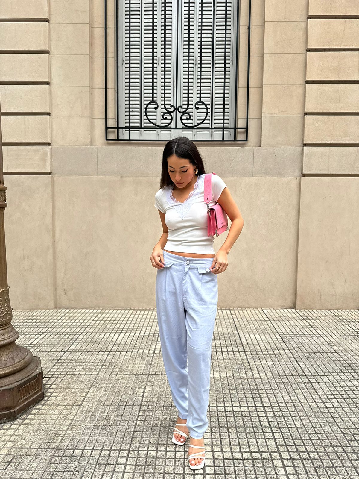 Pantalon de lino con botones 