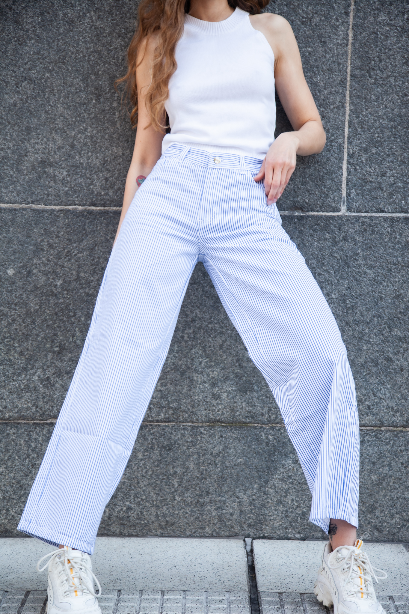 Pantalon de gabardina rayado