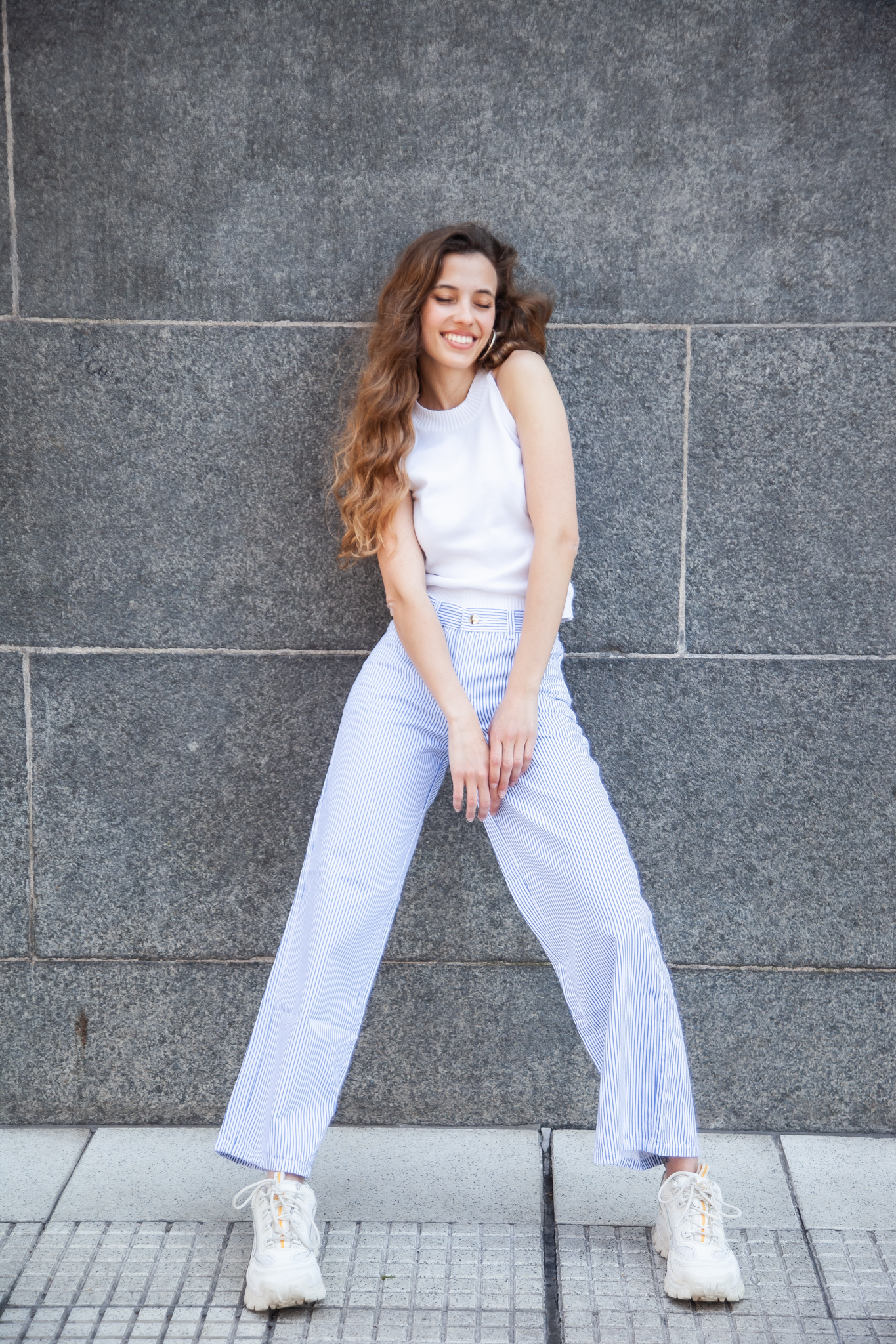 Pantalon de gabardina rayado